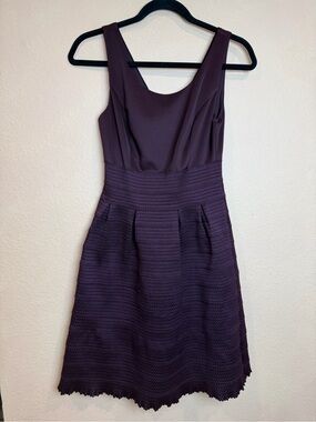 New York & Company Stretch Fit and Flare dress in eggplant/ plum sz XS